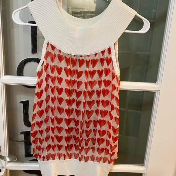 JC de Castelbajac Paris Hearts red sheer Blouse 44 Italy. - Picture 5 of 8